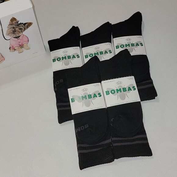 Bombas XLarge XL Men's Crew Socks Bundle Lot of 5 Pair Fits Shoe 13-17